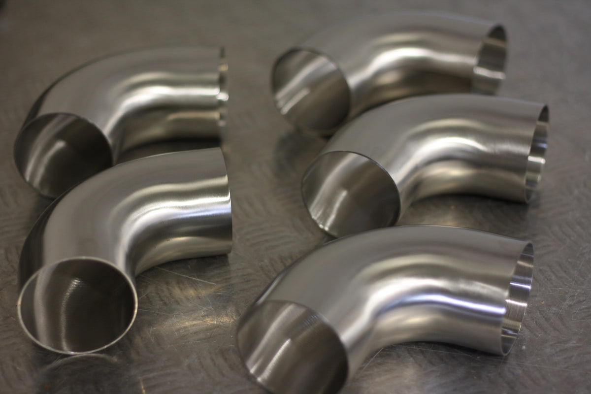 90 Degree 3.5" 88.9mm Tight 1D Stainless Steel Bend